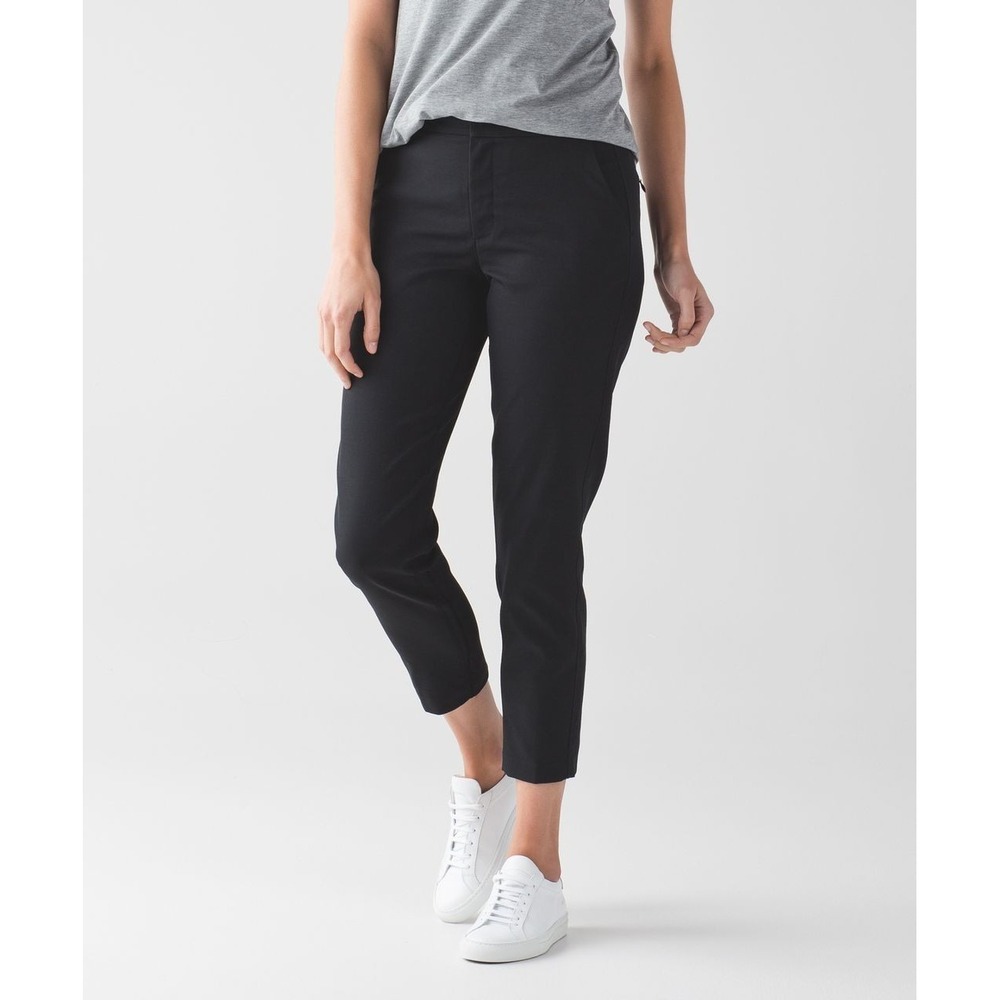 Lululemon City Trek Pants Women's 12 Black Mid Rise Urbanite Twill Office Travel